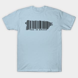 Puerto Rico Map Made in Boriken Barcode Black Design T-Shirt